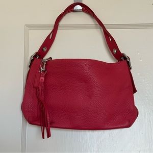 LIKE NEW COACH (No. M0693-F02188) “East West” Red Pebbled Leather Shoulder Bag